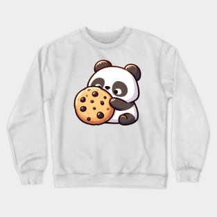 Panda Enjoying a Delicious Chocolate Chip Cookie Crewneck Sweatshirt